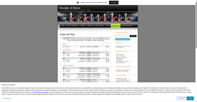 Security scan screenshot of https://discipleofmessi.wordpress.com/copa-del-rey/