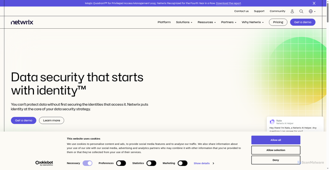 Security scan screenshot of https://www.netwrix.com/