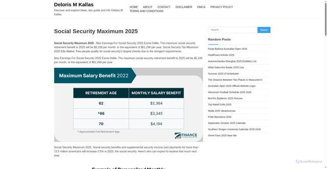 Security scan screenshot of https://delorismkallasm.pages.dev/kompi-social-security-maximum-2025-dokvr/