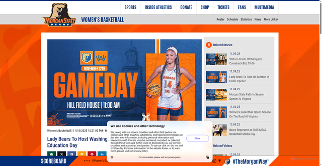 Security scan screenshot of https://morganstatebears.com/news/2025/11/10/womens-basketball-lady-bears-host-washington-adventist-for-third-annual-youth-education-day.aspx