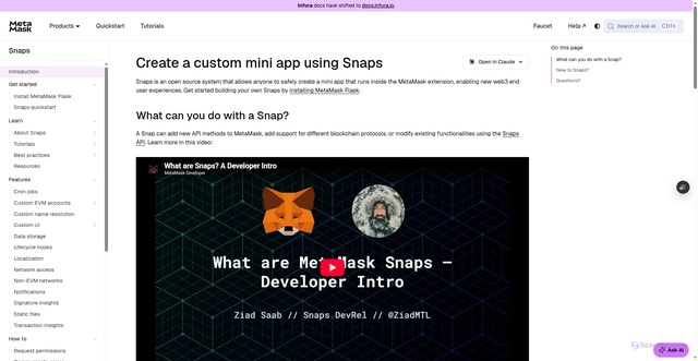 Security scan screenshot of https://metamask-docs-75mpj2s96-consensys-ddffed67.vercel.app/snaps/