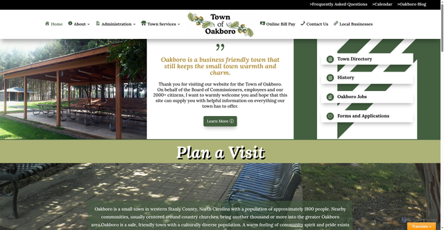 Security scan screenshot of https://oakboro.gov/