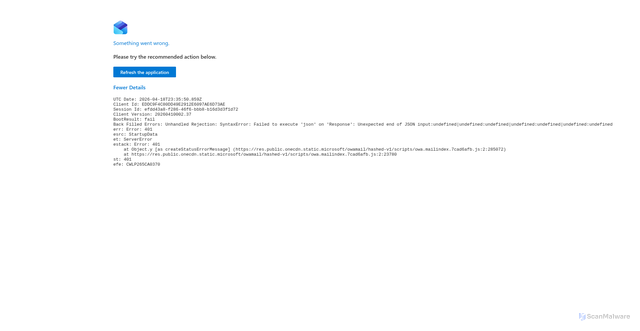 Security scan screenshot of https://tr-ooc-fs.office.com.mcas.ms