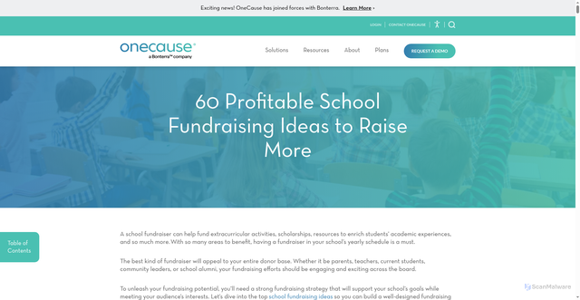 Security scan screenshot of https://www.onecause.com/blog/school-fundraising-ideas/