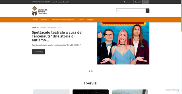 Security scan screenshot of https://comunitasocialecremasca.it/