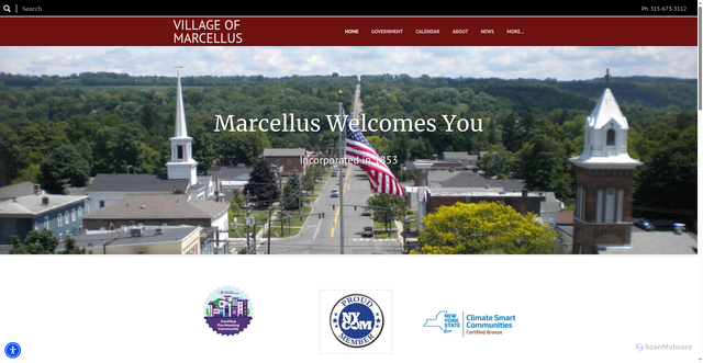 Security scan screenshot of https://www.villageofmarcellusny.gov/