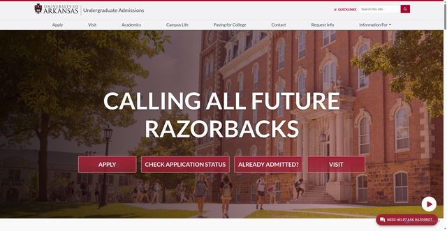 Security scan screenshot of https://applyundergrad.uark.edu