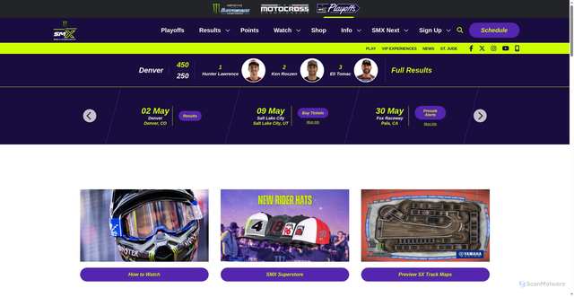 Security scan screenshot of https://www.supermotocross.com/
