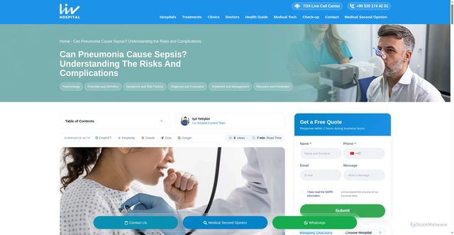Security scan screenshot of https://int.livhospital.com/can-pneumonia-cause-sepsis-understanding-the-risks-and-complications/