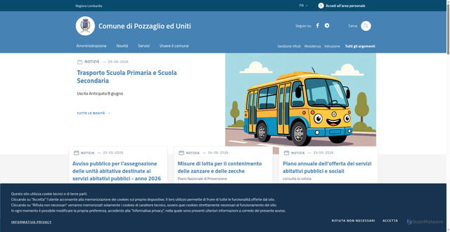 Security scan screenshot of https://www.comune.pozzaglio.cr.it