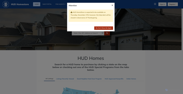 Security scan screenshot of https://www.hudhomestore.gov/
