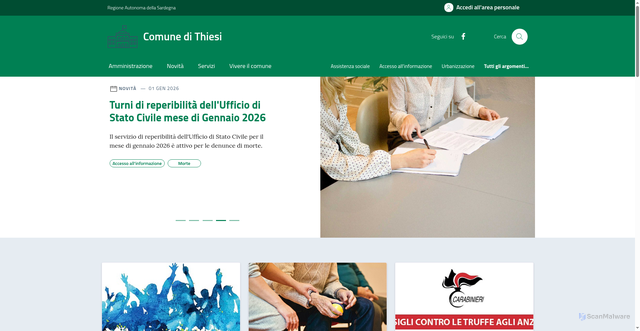 Security scan screenshot of https://www.comune.thiesi.ss.it/