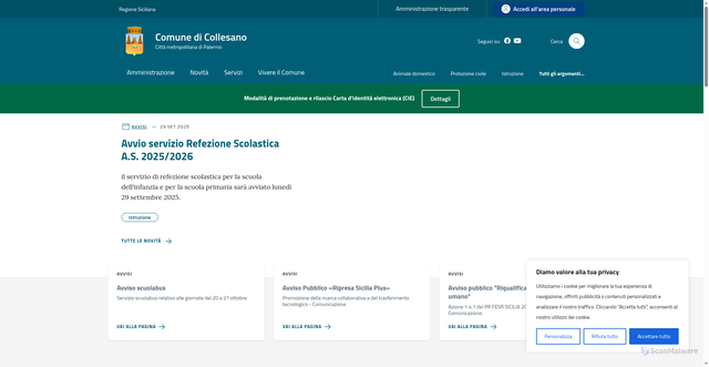 Security scan screenshot of https://comune.collesano.pa.it/