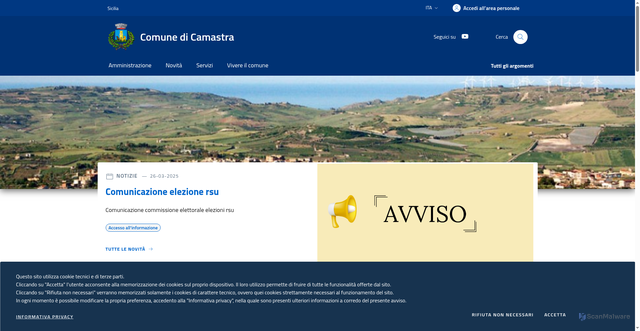 Security scan screenshot of https://www.comune.camastra.ag.it/
