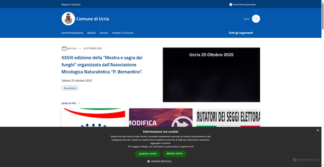 Security scan screenshot of https://www.comune.ucria.me.it/it