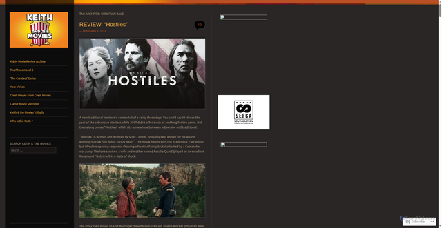 Security scan screenshot of https://keithandthemovies.com/tag/christian-bale/