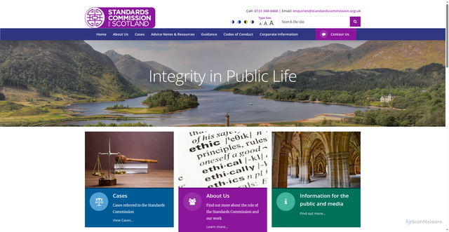 Security scan screenshot of http://www.standardscommissionscotland.org.uk/
