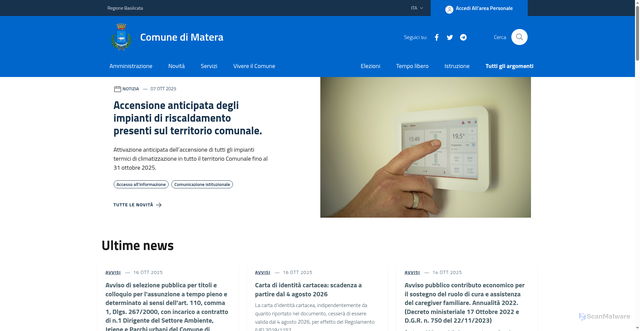 Security scan screenshot of https://comune.matera.it/