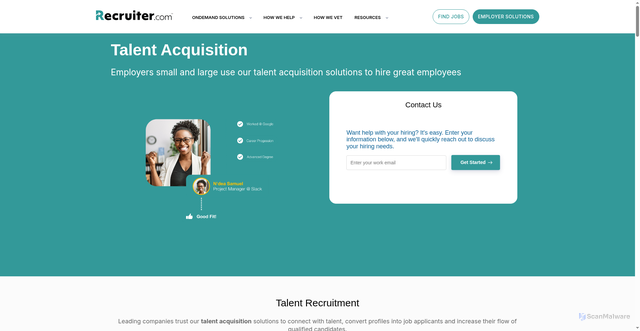 Security scan screenshot of https://www.recruiter.com/talent-acquisition.html