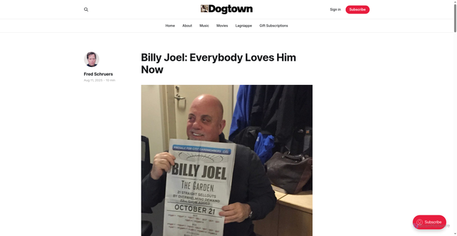 Security scan screenshot of https://www.dogtown.press/billy-joel-everybody-loves-him-now/
