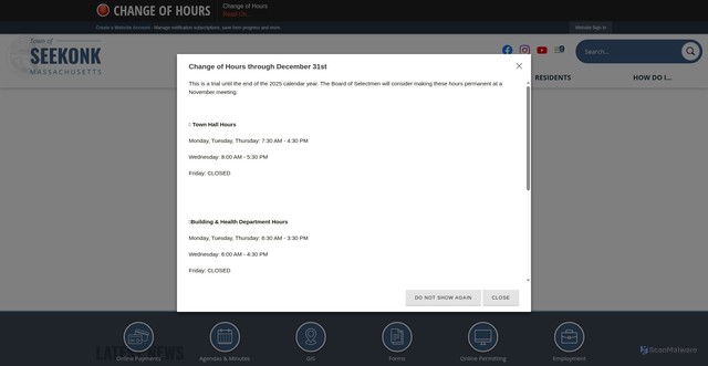 Security scan screenshot of https://seekonk-ma.gov/