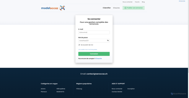 Security scan screenshot of https://modeloccaz.ch/user/profile
