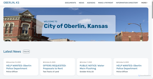 Security scan screenshot of https://oberlinkansas.gov/