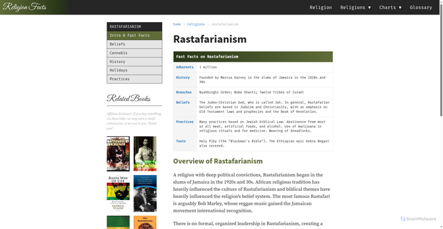 Security scan screenshot of https://religionfacts.com/rastafarianism