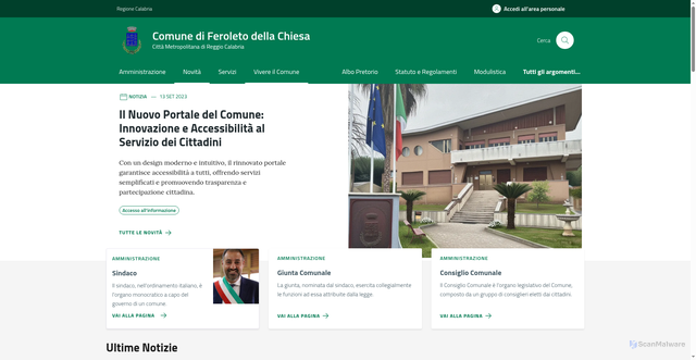 Security scan screenshot of https://comune.feroletodellachiesa.rc.it/