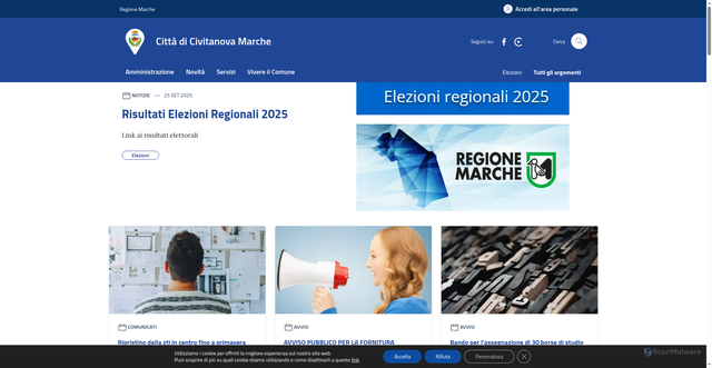 Security scan screenshot of https://www.comune.civitanova.mc.it/