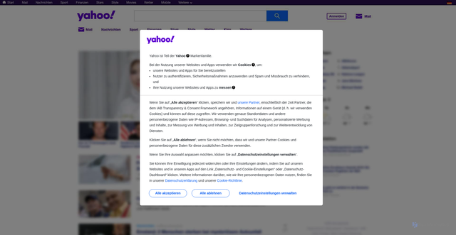 Security scan screenshot of https://news.yahoo.com