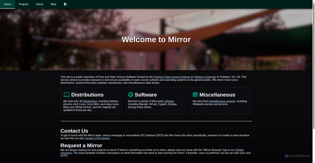 Security scan screenshot of https://mirror.clarkson.edu