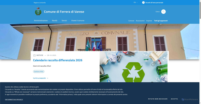 Security scan screenshot of https://www.comune.ferreradivarese.va.it/