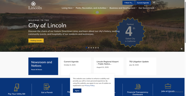 Security scan screenshot of https://www.lincolnca.gov/