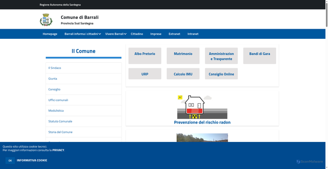 Security scan screenshot of https://www.comune.barrali.ca.it