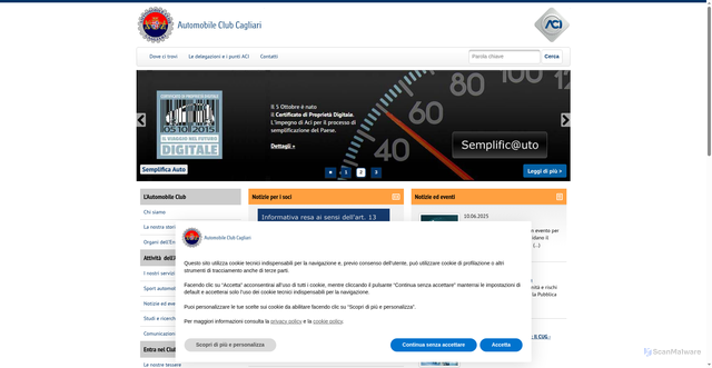Security scan screenshot of https://cagliari.aci.it/