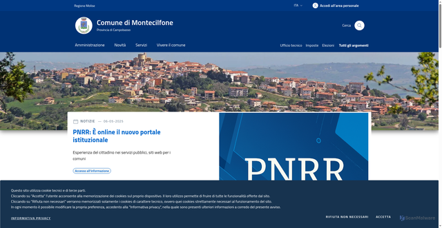 Security scan screenshot of https://www.comune.montecilfone.cb.it/