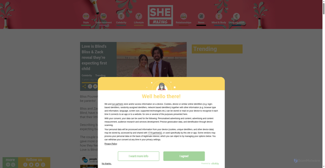 Security scan screenshot of https://www.shemazing.net/love-is-blinds-bliss-zack-reveal-theyre-expecting-first-child/