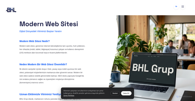 Security scan screenshot of https://bhl-grup.pages.dev/modern-web-sitesi.html