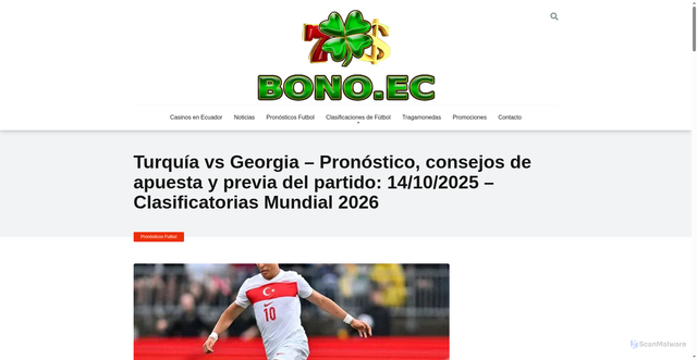 Security scan screenshot of https://bono.ec/turquia-vs-georgia-pronostico-consejos-apuesta-previa-partido-14-10-2025/