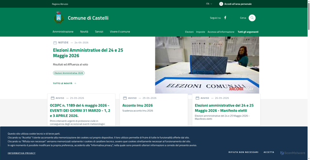 Security scan screenshot of https://www.comune.castelli.te.it