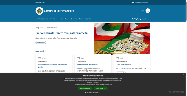 Security scan screenshot of https://www.comune.torremaggiore.fg.it/it