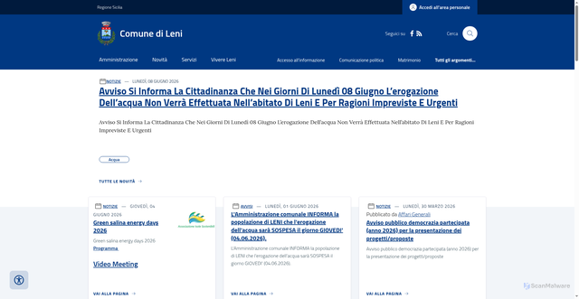 Security scan screenshot of https://www.comune.leni.me.it/