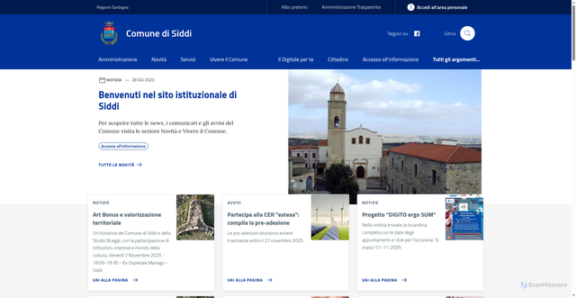 Security scan screenshot of https://www.comune.siddi.su.it/