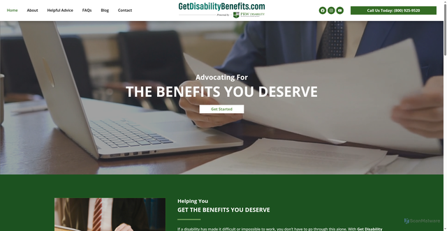 Security scan screenshot of https://getdisabilitybenefits.com/