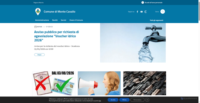Security scan screenshot of https://www.comune.montecavallo.mc.it/