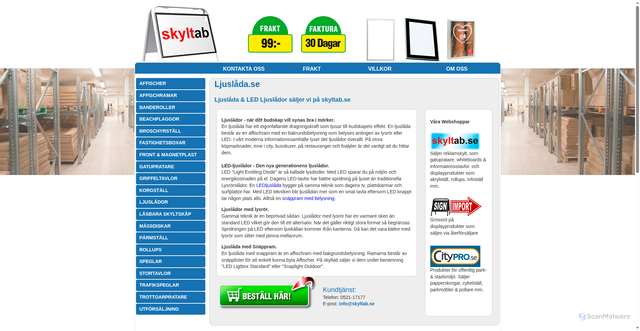 Security scan screenshot of https://ljuslada.se