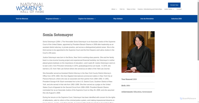Security scan screenshot of https://www.womenofthehall.org/inductee/sonia-sotomayor-2/