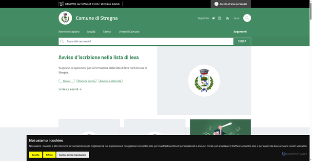 Security scan screenshot of https://www.comune.stregna.ud.it/