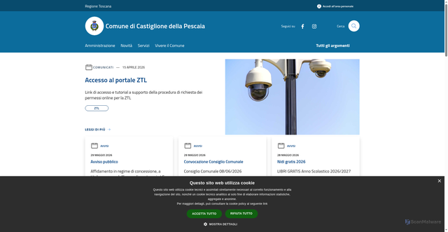 Security scan screenshot of https://www.comune.castiglionedellapescaia.gr.it